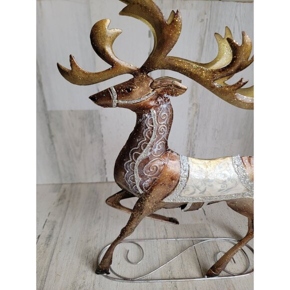 Pier 1 ? Metal glitter reindeer Xmas home decor unique deer buck figure - Picture 2 of 10